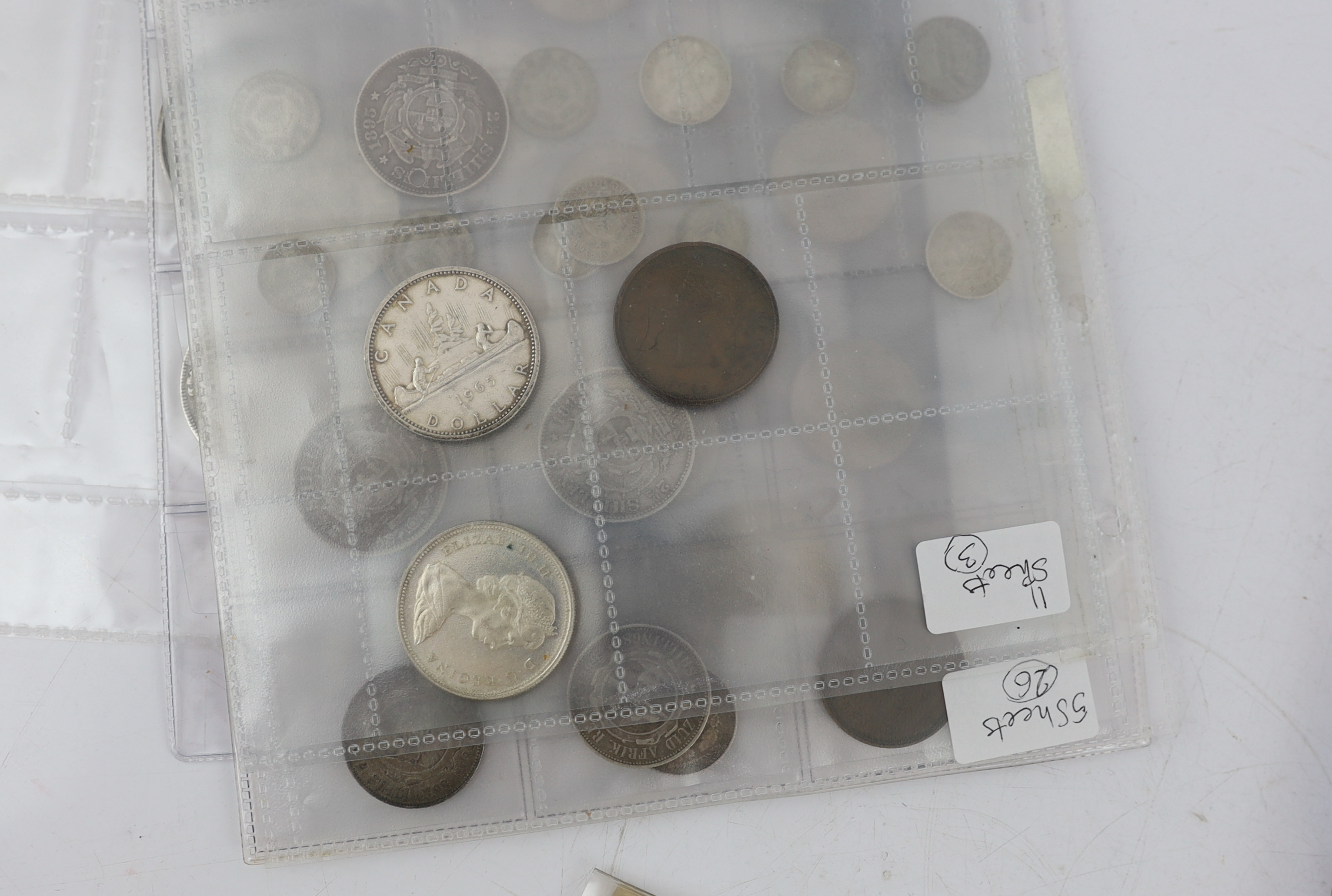 World coins and banknotes, including Chinese Qing dynasty, Canada, Spain etc.